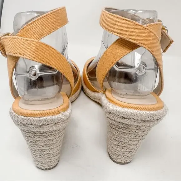 NEW Stuart Weitzman Mango Orange Espadrille Wedge Sandal, Size 9, MSRP $350